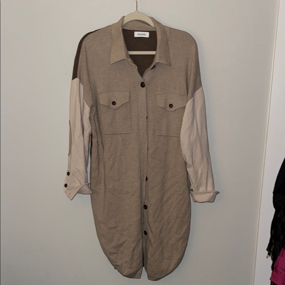 NAADAM Beige and Cream Cardigan